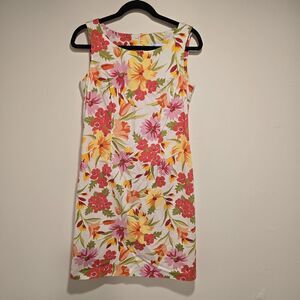 Vintage Eileen West Classic Floral Shift Dress Womens 8 Bright Prep Spring USA